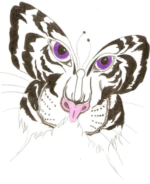 600x734 Purple Eyes Butterfly Tattoo Design
