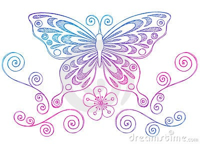 400x288 Hand Drawn Sketchy Notebook Doodle Butterfly Vector Illustration