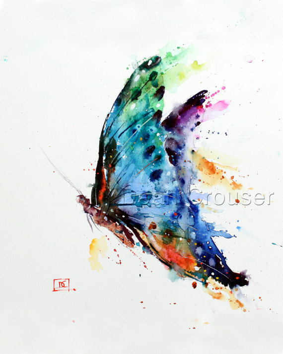 570x713 Butterfly Watercolor Art Print Butterfly Painting By Dean
