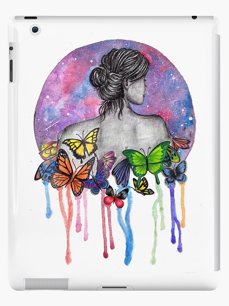 750x1000 Galaxy Butterfly Girl Drawing Ipad Cases Amp Skins By Maddie Vo