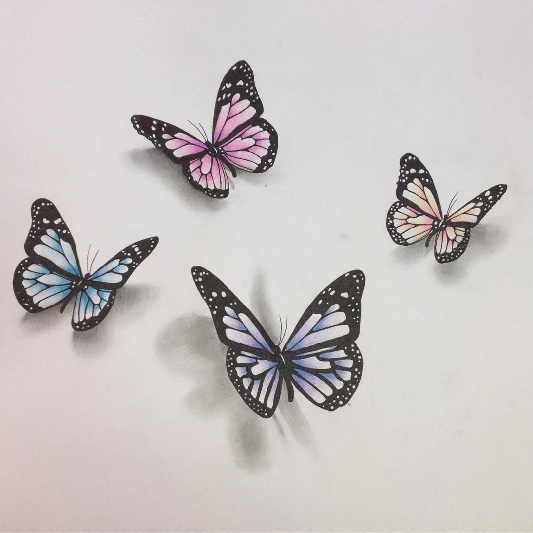 1080x1080 3d Butterfly Drawing