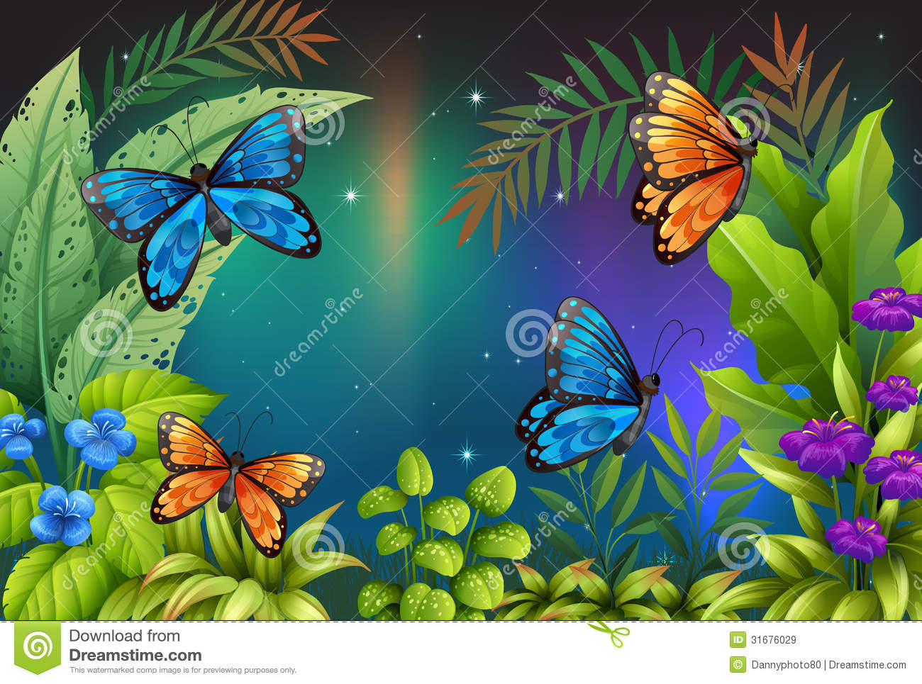 1300x965 Butterfly In The Garden Drawing Butterflies In The Garden Royalty
