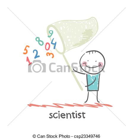 448x470 Scientist Catches A Butterfly Net Figures Eps Vector