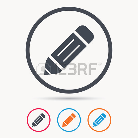 450x450 Edit Icon. Pencil For Drawing Symbol. Colored Circle Buttons