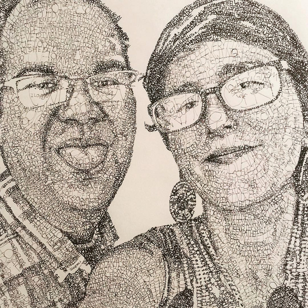 1024x1024 Drawing Made Of Words From Letters That Both People Used Ideas
