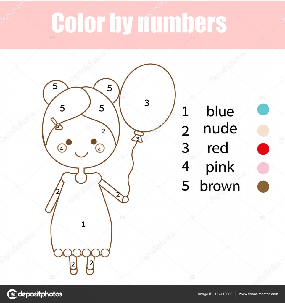963x1024 Coloring Page With Cute Girl Character. Color By Numbers