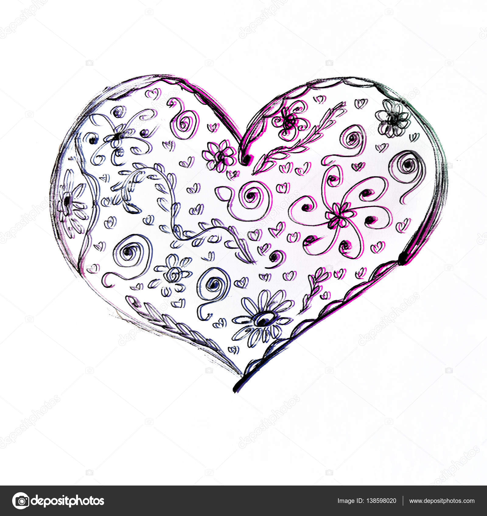 1600x1693 Love Heart Card. Pencil Drawing Sketch Heart Icon Isolated Over