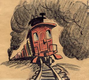 300x269 A Drawing An Unhappy Caboose Rattling Along Under A Cloud