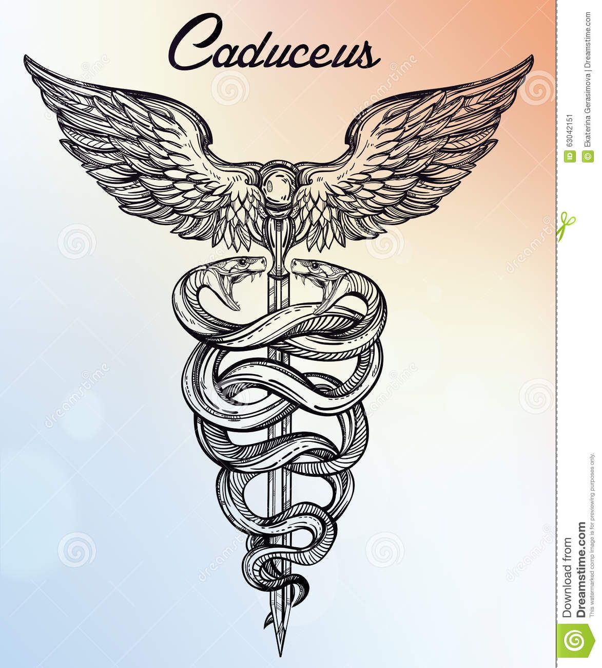 1173x1300 Caduceus Symbol Of God Mercury Illustration. Stock Vector