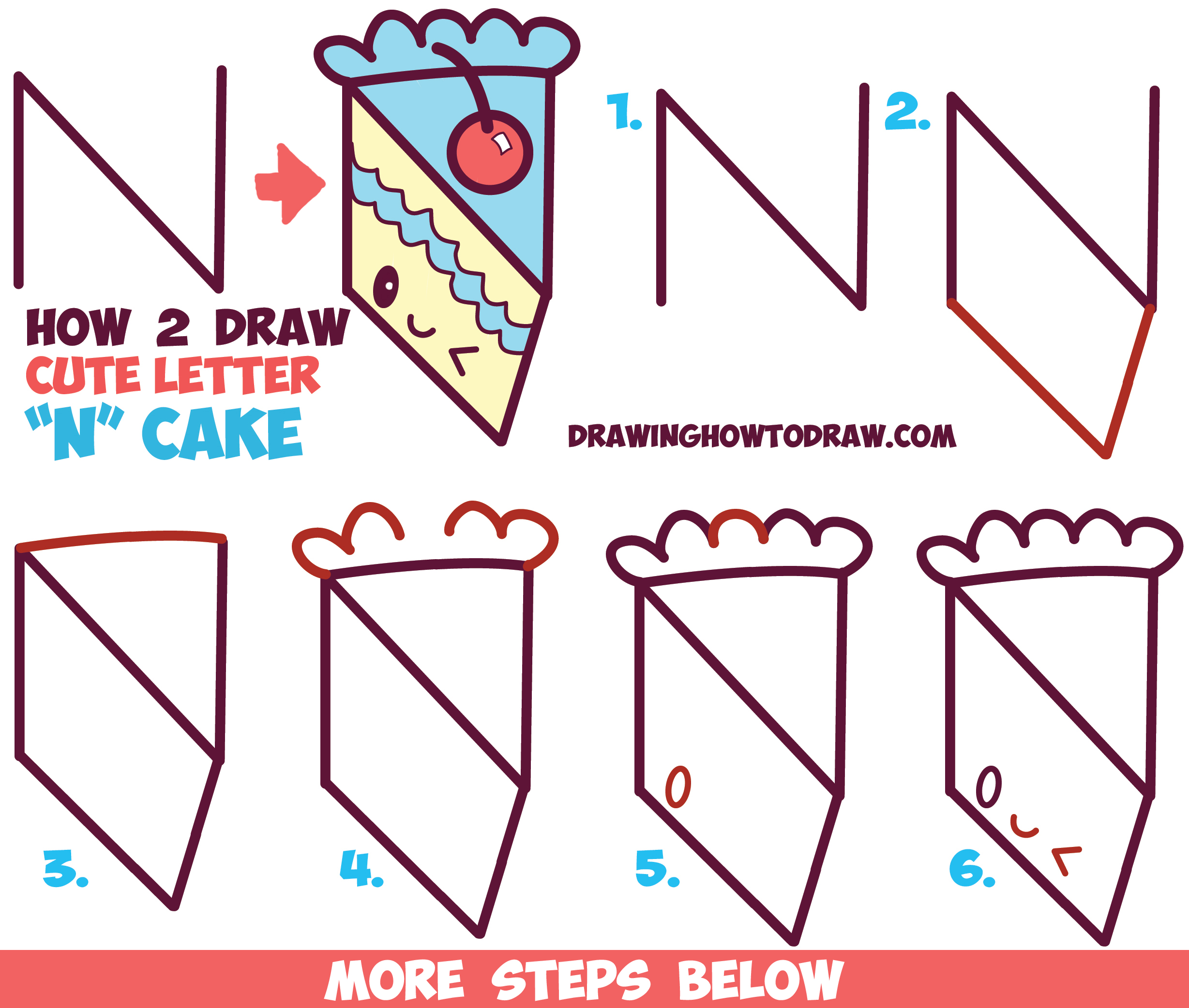 2457x2084 How To Draw A Cute Kawaii Piece Of Cake With A Face On It
