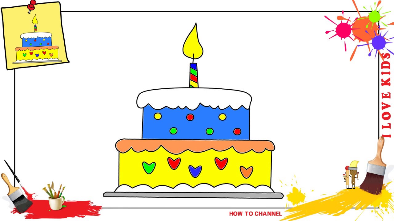 1280x720 How To Draw A Birthday Cake Simple, Easy Amp Slowly Step By Step