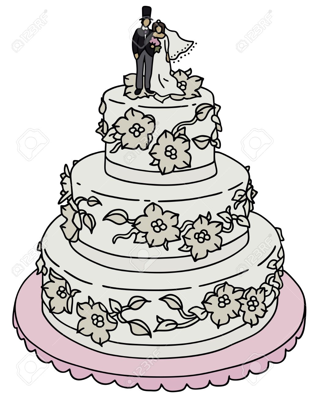 1041x1300 Hand Drawing Of A Wedding Cake Royalty Free Cliparts, Vectors,