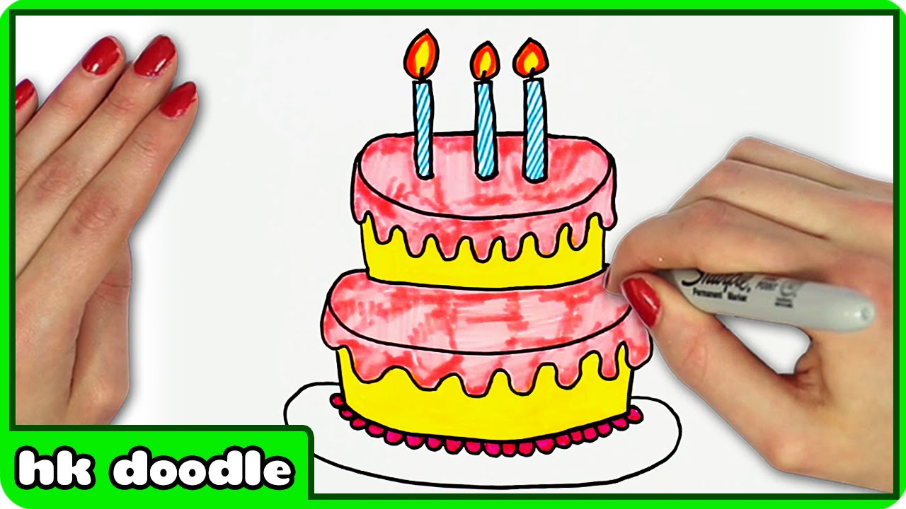 1280x720 How To Draw A Birthday Cake By Hooplakidz Doodle Drawing