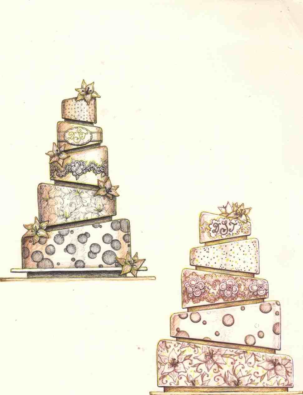 972x1264 Wedding Cake Drawing Template