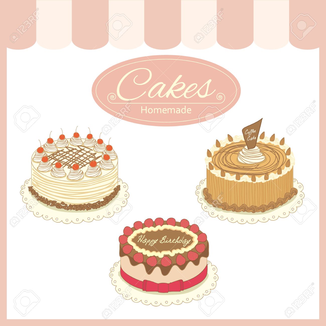 1299x1300 Drawing Bakery Cafe.the Cakes Show On Shop Window And Decorate