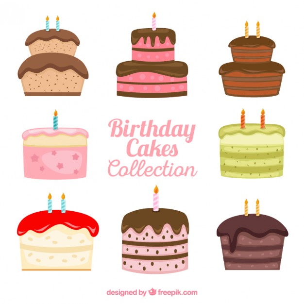 626x626 Hand Drawn Variety Of Birthday Cakes Vector Free Download