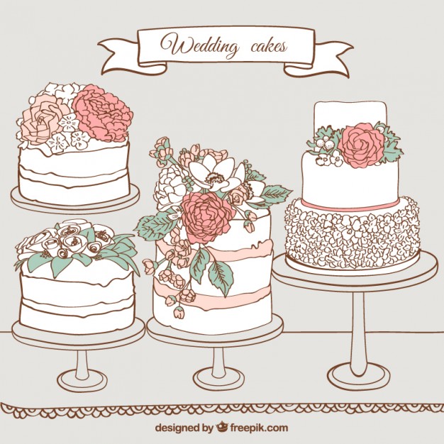 626x626 Hand Drawn Wedding Cakes Vector Premium Download