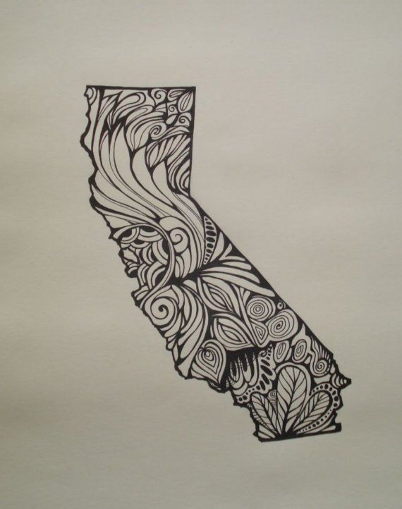 570x722 California Outline Bigger Line Drawing On Paper Lettering, Paper