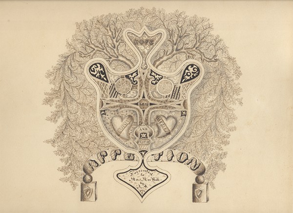 600x436 American (Rhode Island), 19th Century, Calligraphic Drawing