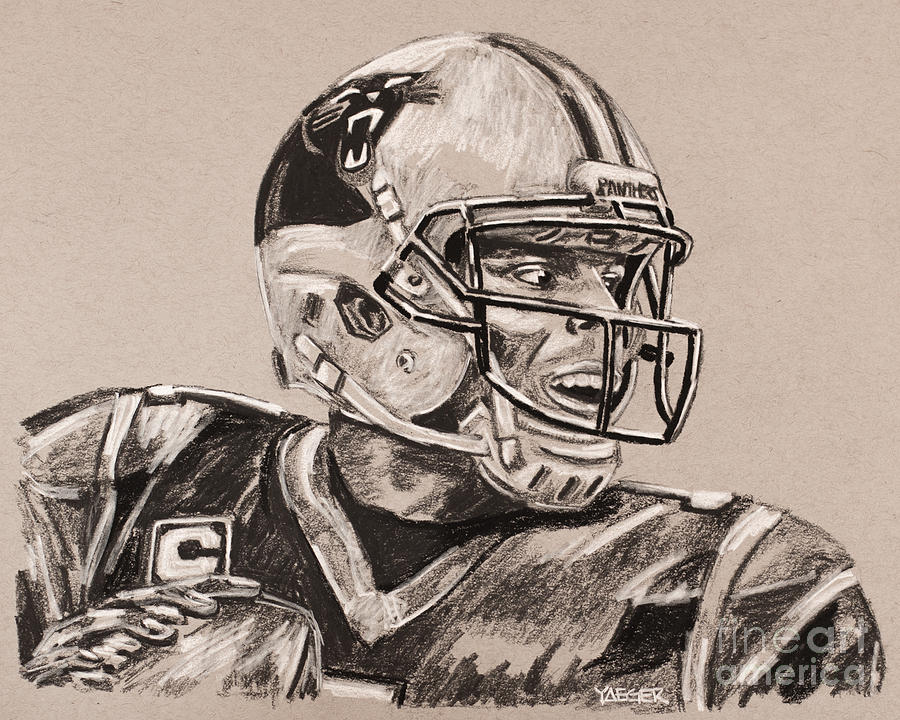 900x720 Cam Newton Portrait Drawing By Robert Yaeger