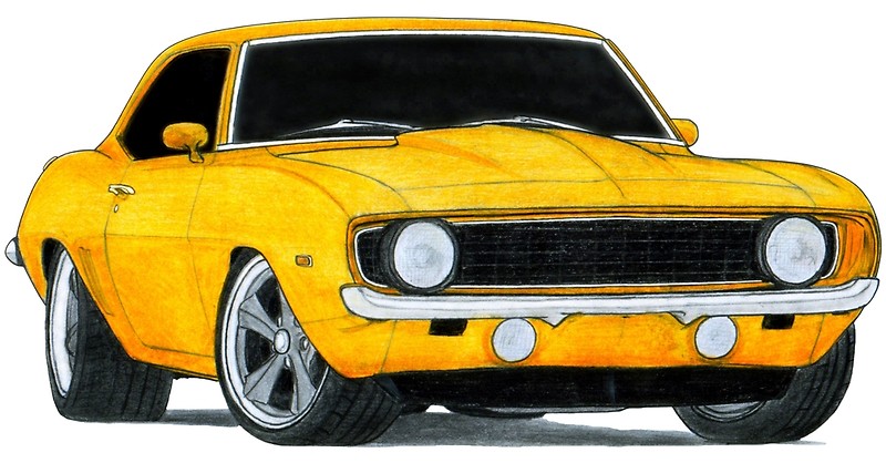 800x418 1969 Chevrolet Camaro Ss Drawing Posters By Itsmeruva Redbubble
