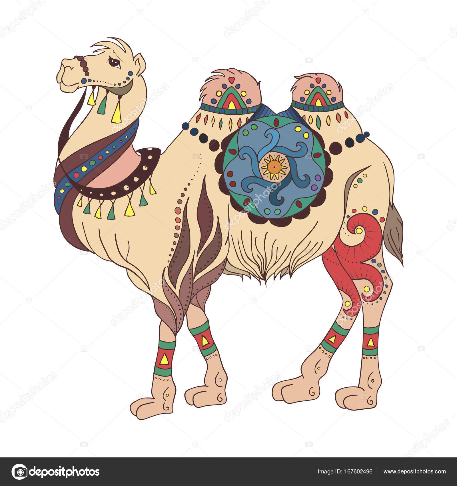 1600x1700 Ethnic Camel Drawing Stock Vector Littlepaw