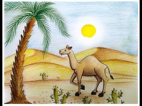 480x360 How To Draw Scenery Of Desert With Camel