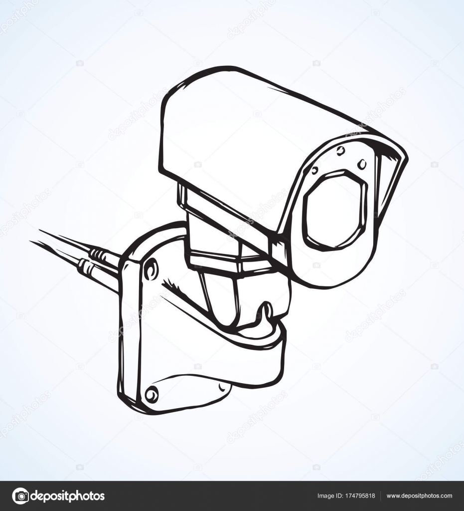 931x1024 Security Camera. Vector Drawing Stock Vector Marinka