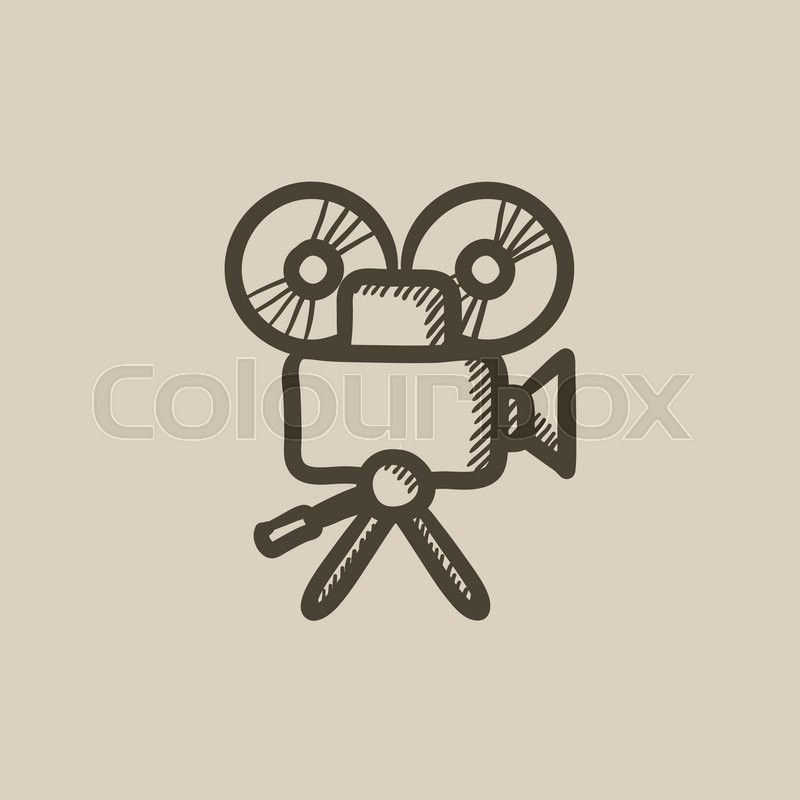 800x800 Video Camera Vector Sketch Icon Isolated On Background. Hand Drawn