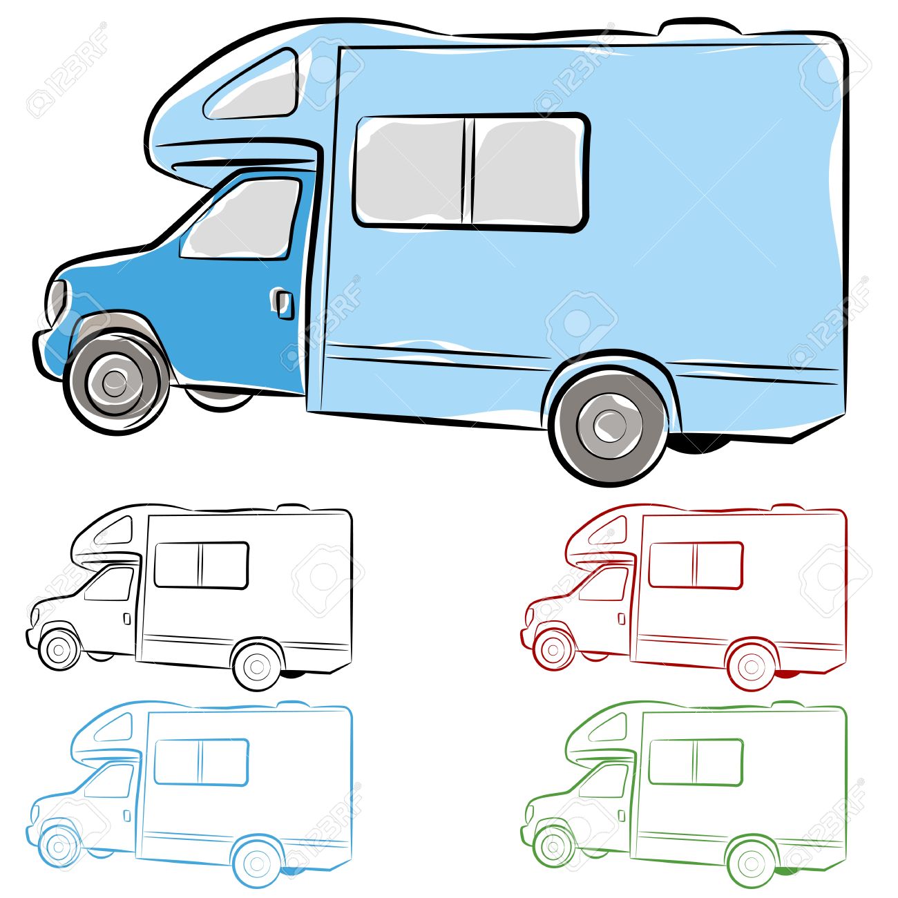 1300x1300 An Image Of An Rv Camper Drawing. Royalty Free Cliparts, Vectors