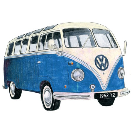 450x450 Blue Volkswagen Camper Drawing