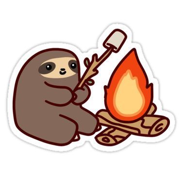 375x360 Campfire Sloth Stickers Sloths Sloth, Campfires