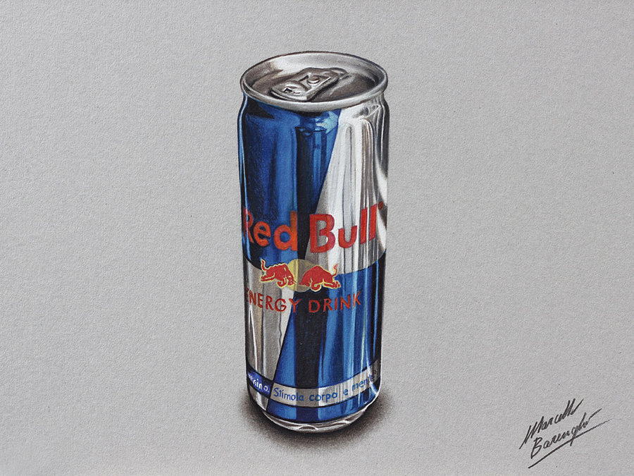 900x675 Red Bull Can Drawing By Marcello Barenghi By Marcellobarenghi