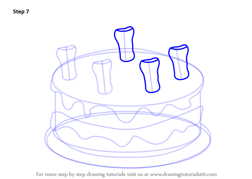 847x600 Learn How To Draw Cake With Candles (Cakes) Step By Step Drawing
