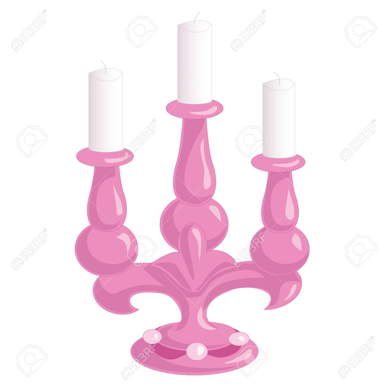 1300x1300 Pink Candlestick On Three Candles Isolated On White Background