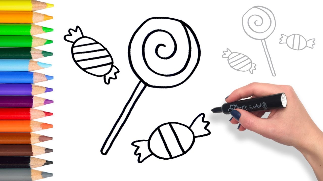 1280x720 Learn To Draw Candy Teach Drawing For Kids And Toddlers Coloring