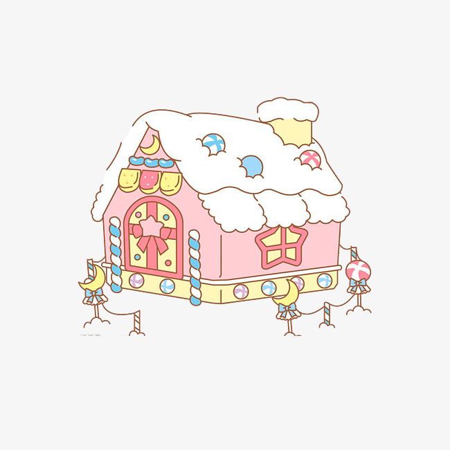 650x651 Candy House Decoration Drawing, Cartoon Candy House, Pink Series