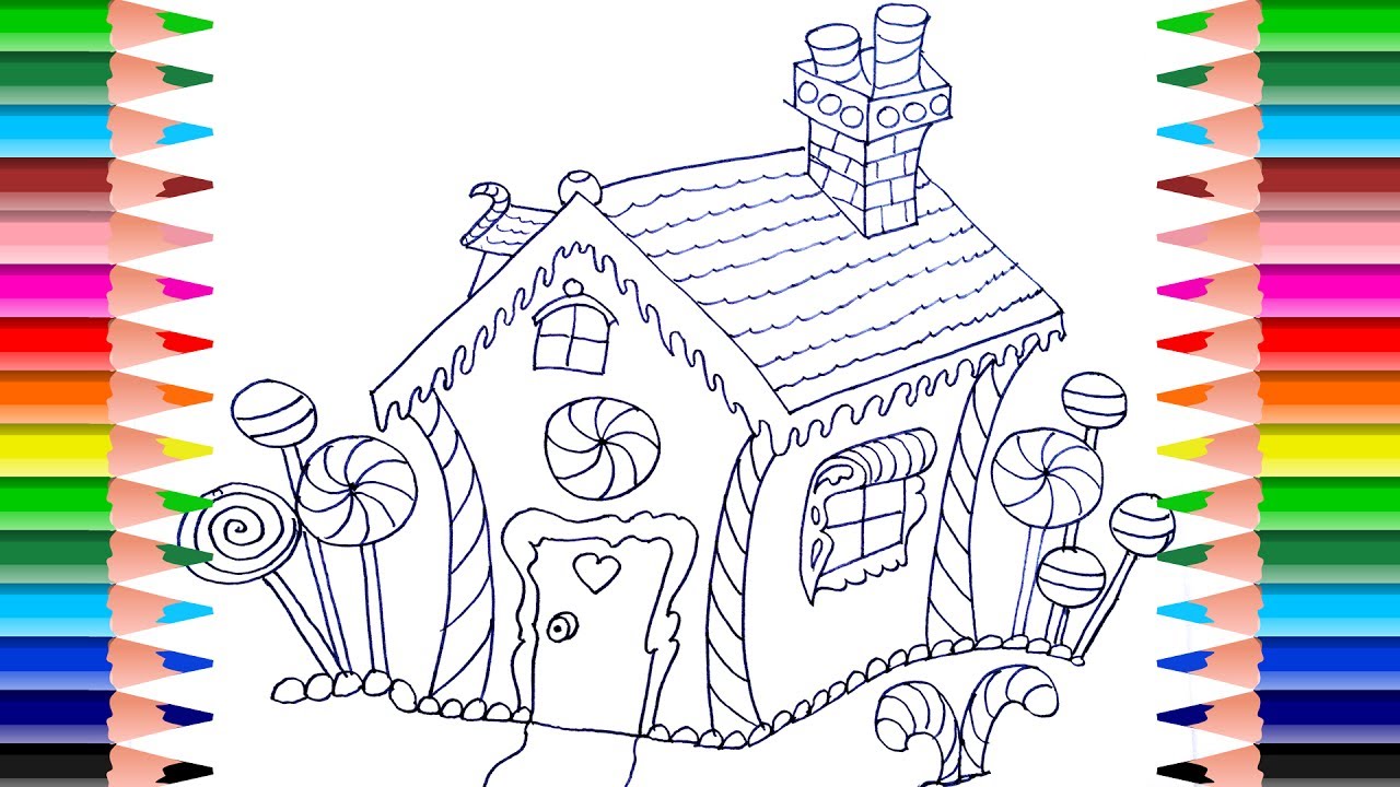 1280x720 How To Draw Colorful Doll Candy House Art Colours For Kids