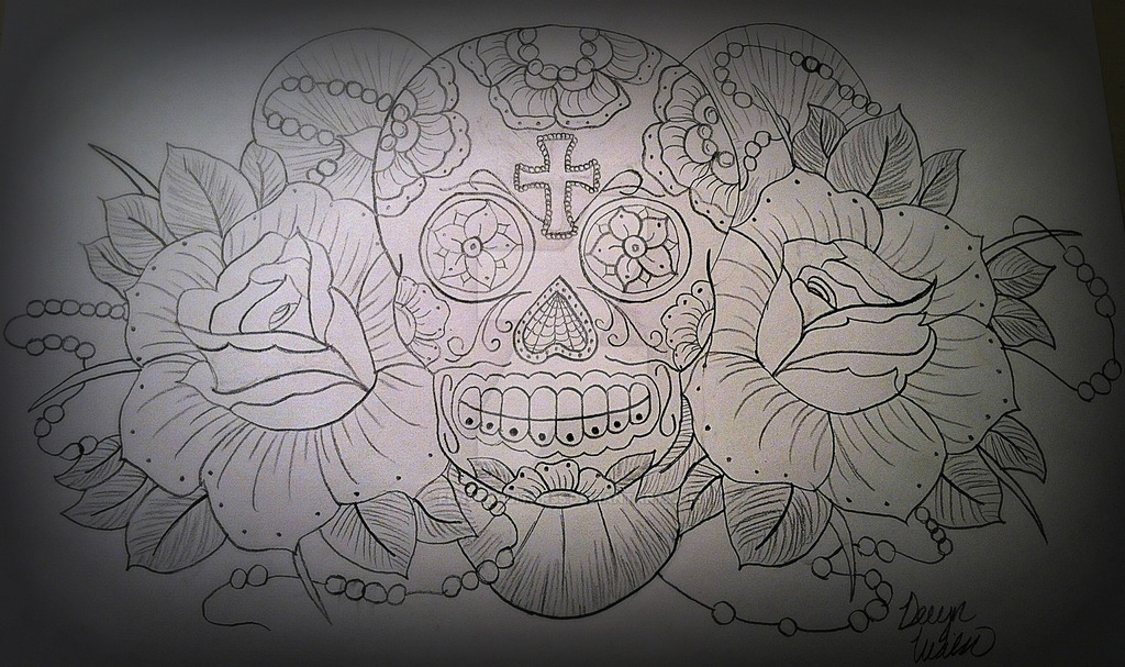 1024x607 Sugar Skull Drawing By Fenderguitar55