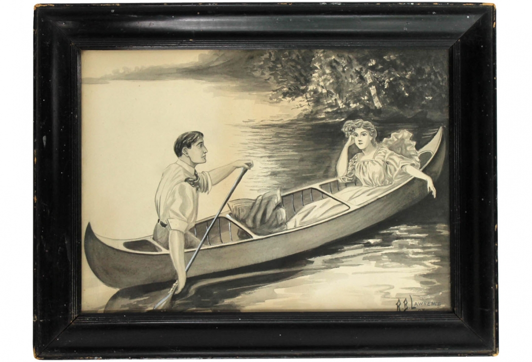 1080x734 Lovers In Canoe Drawing Omero Home