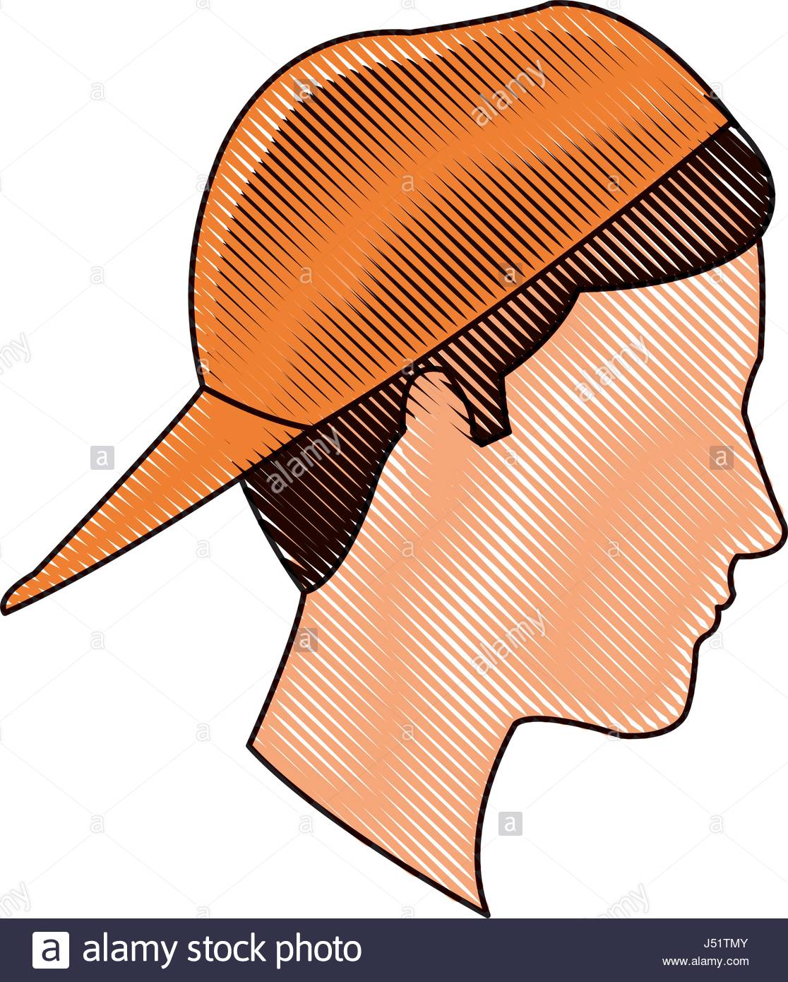 1116x1390 Drawing Profile Head Young Boy Orange Cap Stock Vector Art