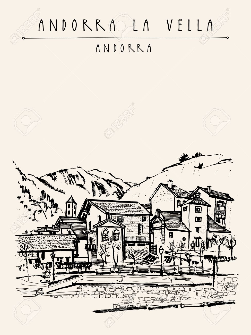 975x1300 Andorra La Vella, Capital Of Andorra, Europe. Cozy European Town