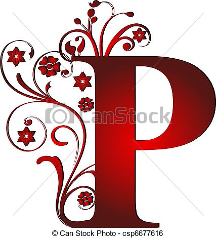 427x470 Capital Letter P Red Stock Illustration