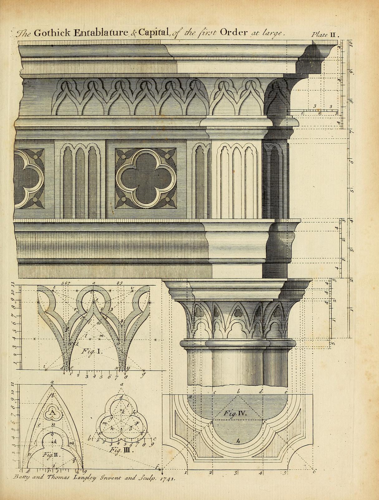 1215x1602 Gothic Order Drawing For Entablature And Capital To The Trade