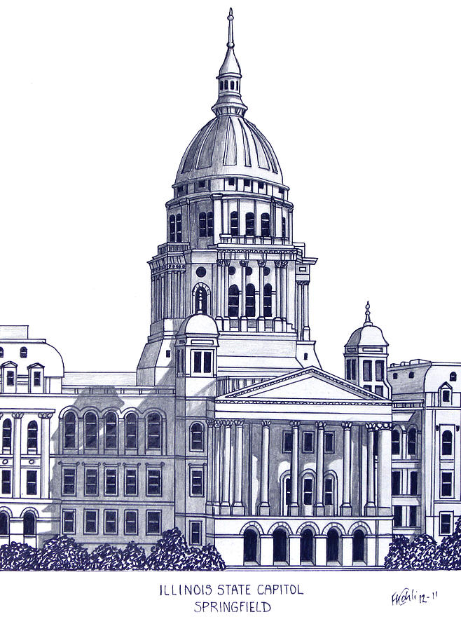 658x900 Illinois State Capitol Drawing By Frederic Kohli