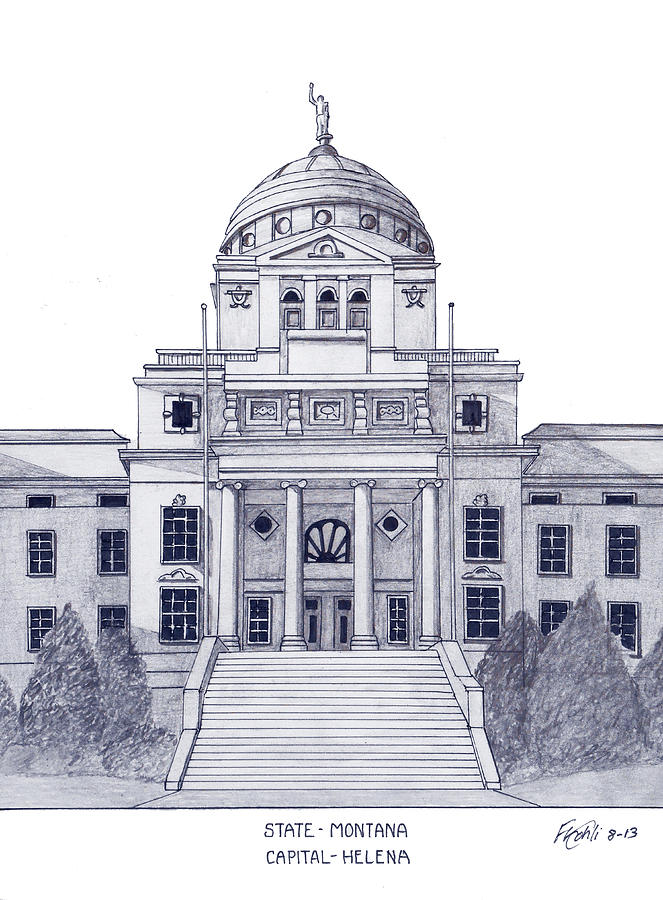 663x900 Montana State Capitol Drawing By Frederic Kohli