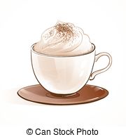 180x195 Cappuccino Foam Drawing. Coffee Art. Vector Hand Drawn Vector