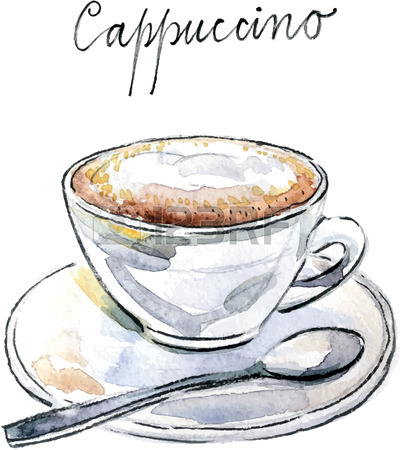 400x450 Watercolor Hand Drawn Coffee Cappuccino