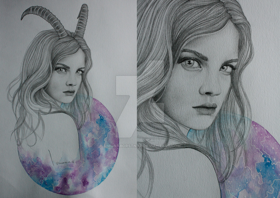 900x636 Zodiac Capricorn Drawing By Simonaborstnar