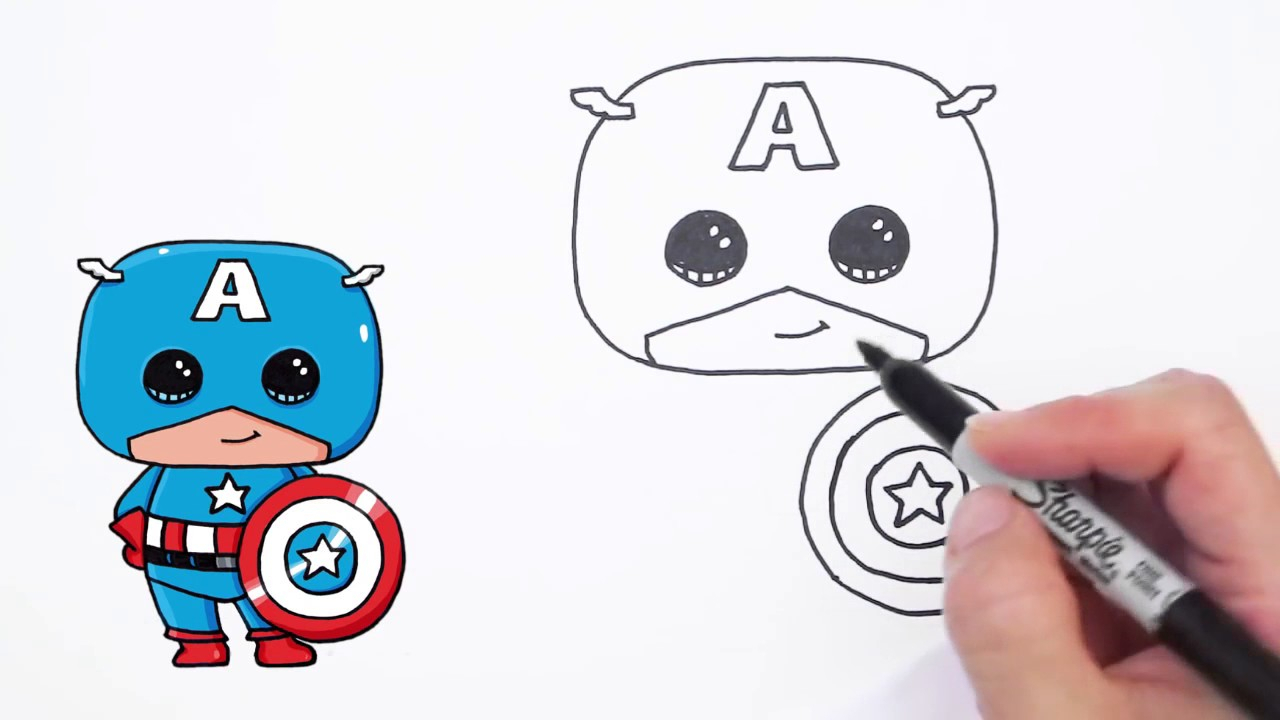 1280x720 Captain America Cartoon Drawing How To Draw Captain America Easy
